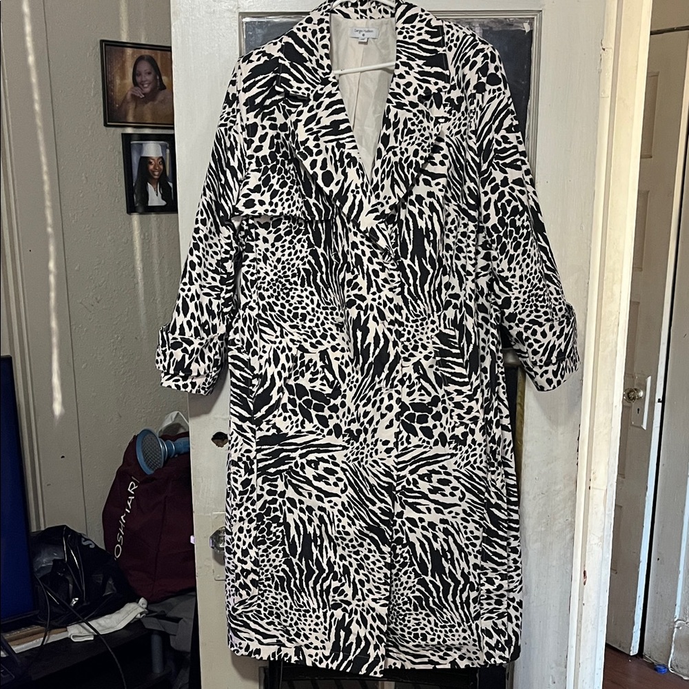 Black and White Animal Print Coat